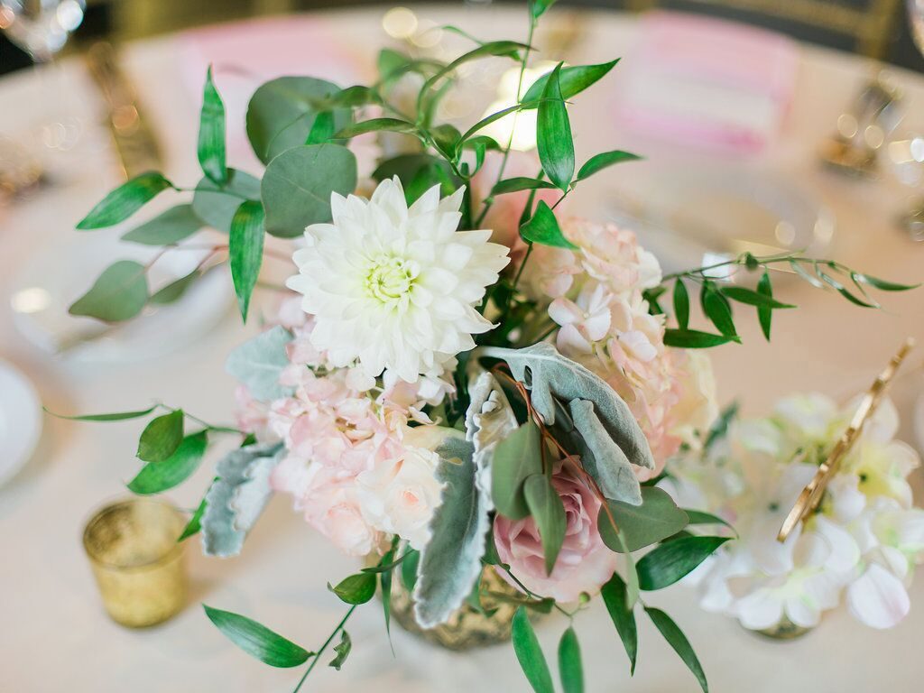 Soft Elegant Wedding Reception Floral Photo